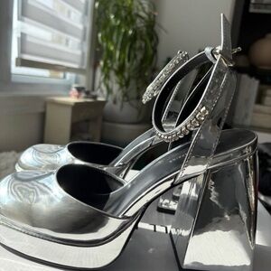 Call it Spring Silver Platform Heels